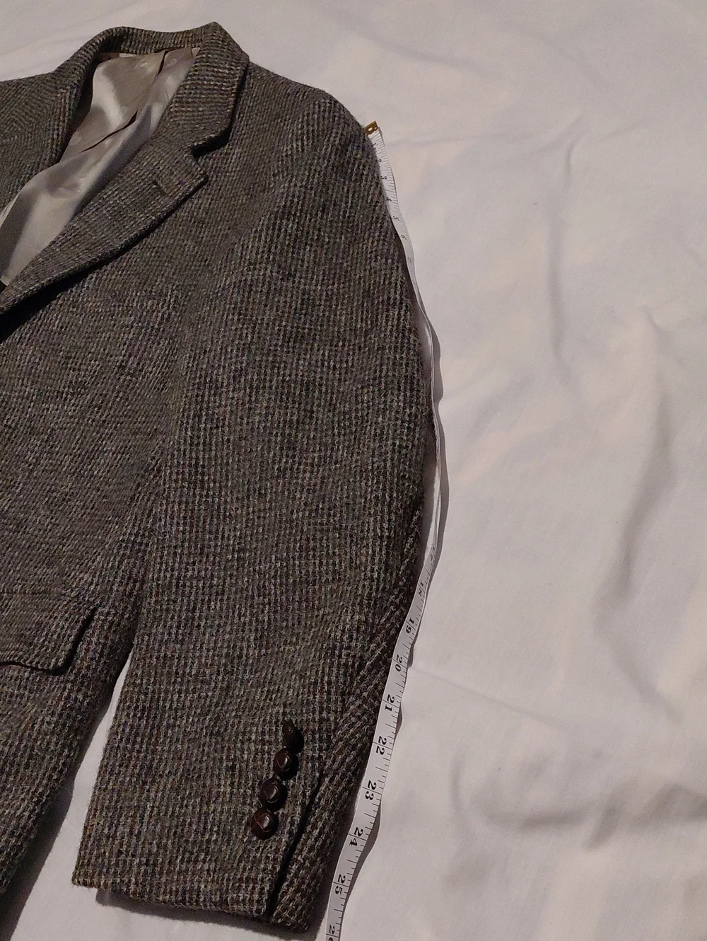 Vintage Norm Thompson Gray Harris Tweed Sport Coat 44R Dark Academia